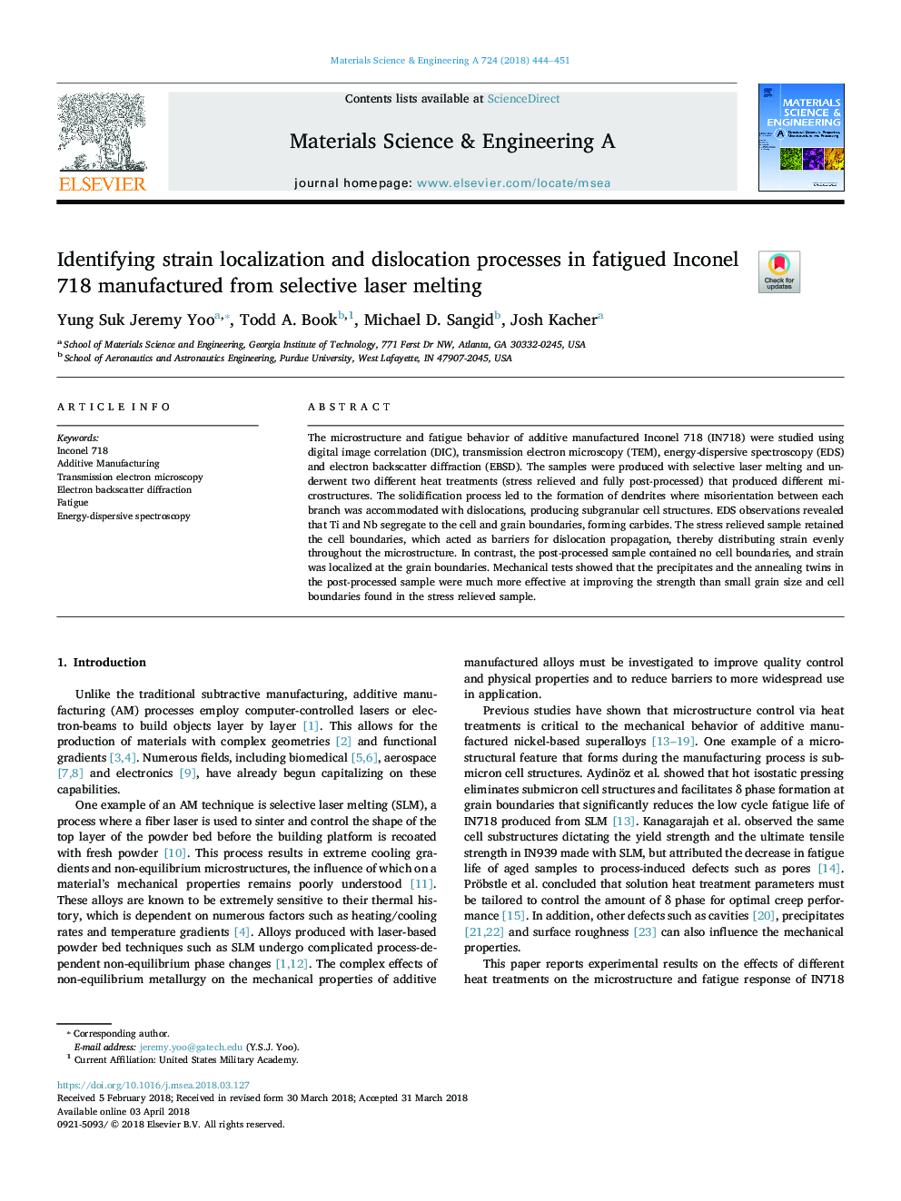 Identifying strain localization and dislocation processes in fatigued Inconel 718 manufactured from selective laser melting