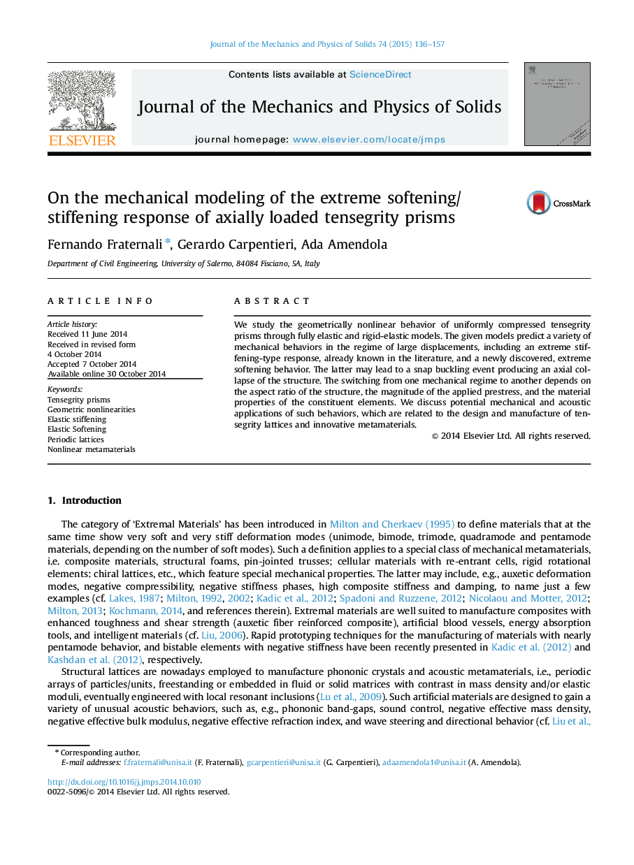 On the mechanical modeling of the extreme softening/stiffening response of axially loaded tensegrity prisms