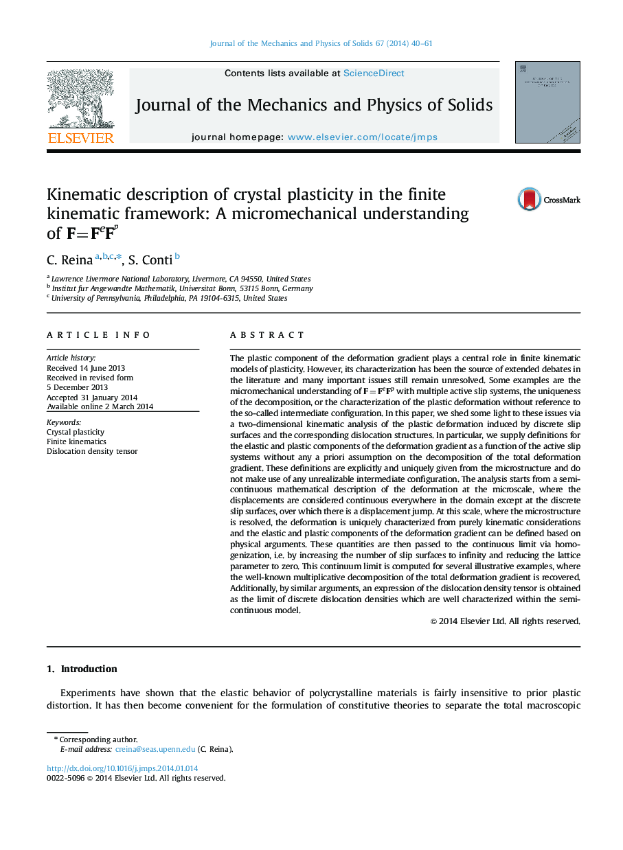 Kinematic description of crystal plasticity in the finite kinematic framework: A micromechanical understanding of F=FeFp