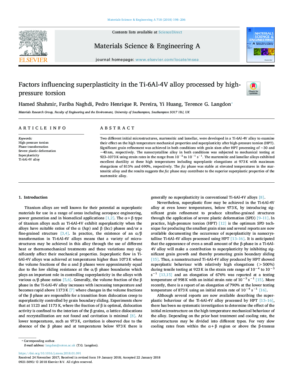 Factors influencing superplasticity in the Ti-6Al-4V alloy processed by high-pressure torsion