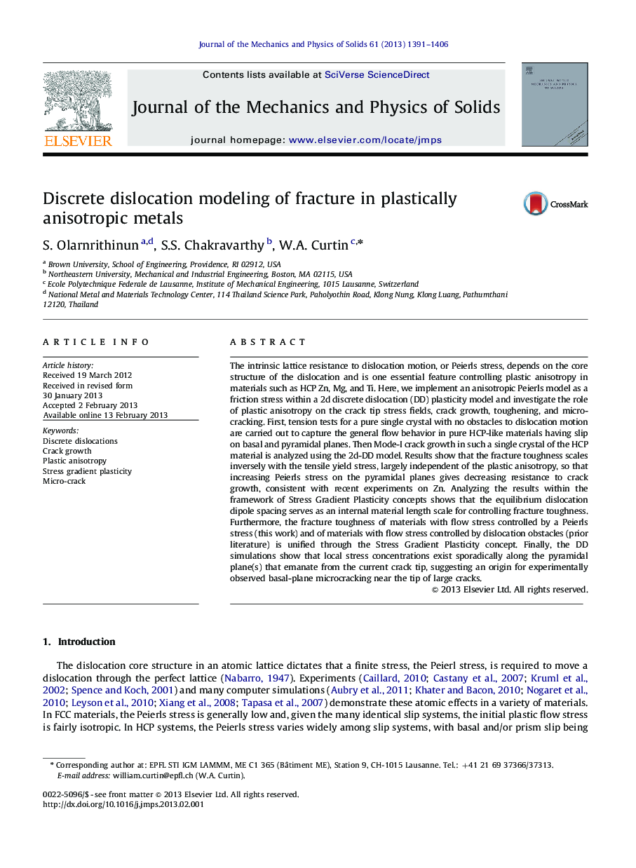 Discrete dislocation modeling of fracture in plastically anisotropic metals