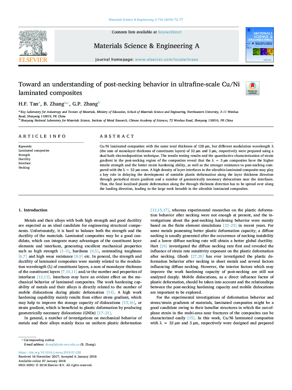 Toward an understanding of post-necking behavior in ultrafine-scale Cu/Ni laminated composites