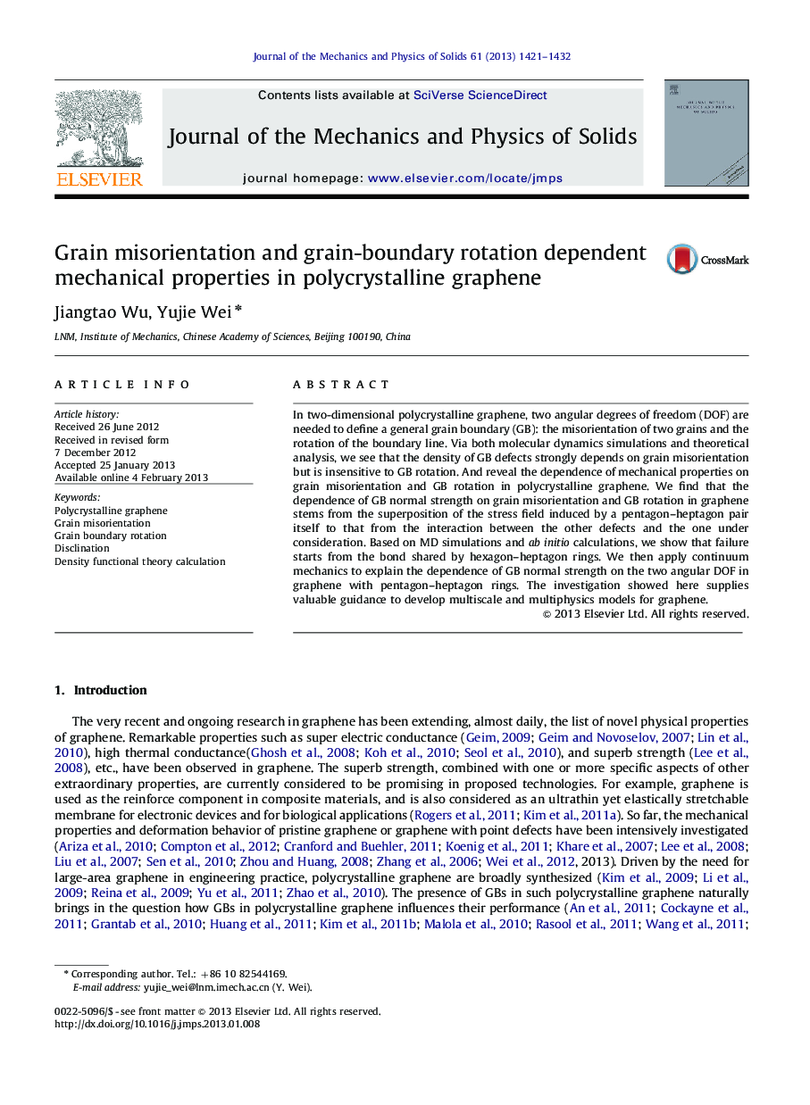 Grain misorientation and grain-boundary rotation dependent mechanical properties in polycrystalline graphene