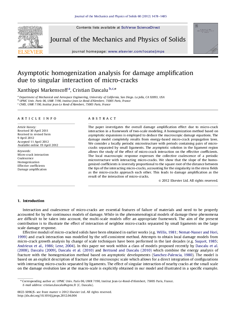 Asymptotic homogenization analysis for damage amplification due to singular interaction of micro-cracks