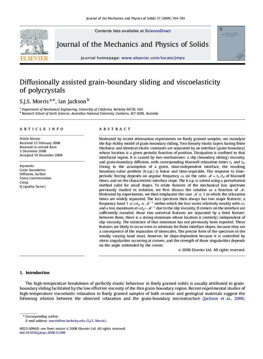 Diffusionally assisted grain-boundary sliding and viscoelasticity of polycrystals