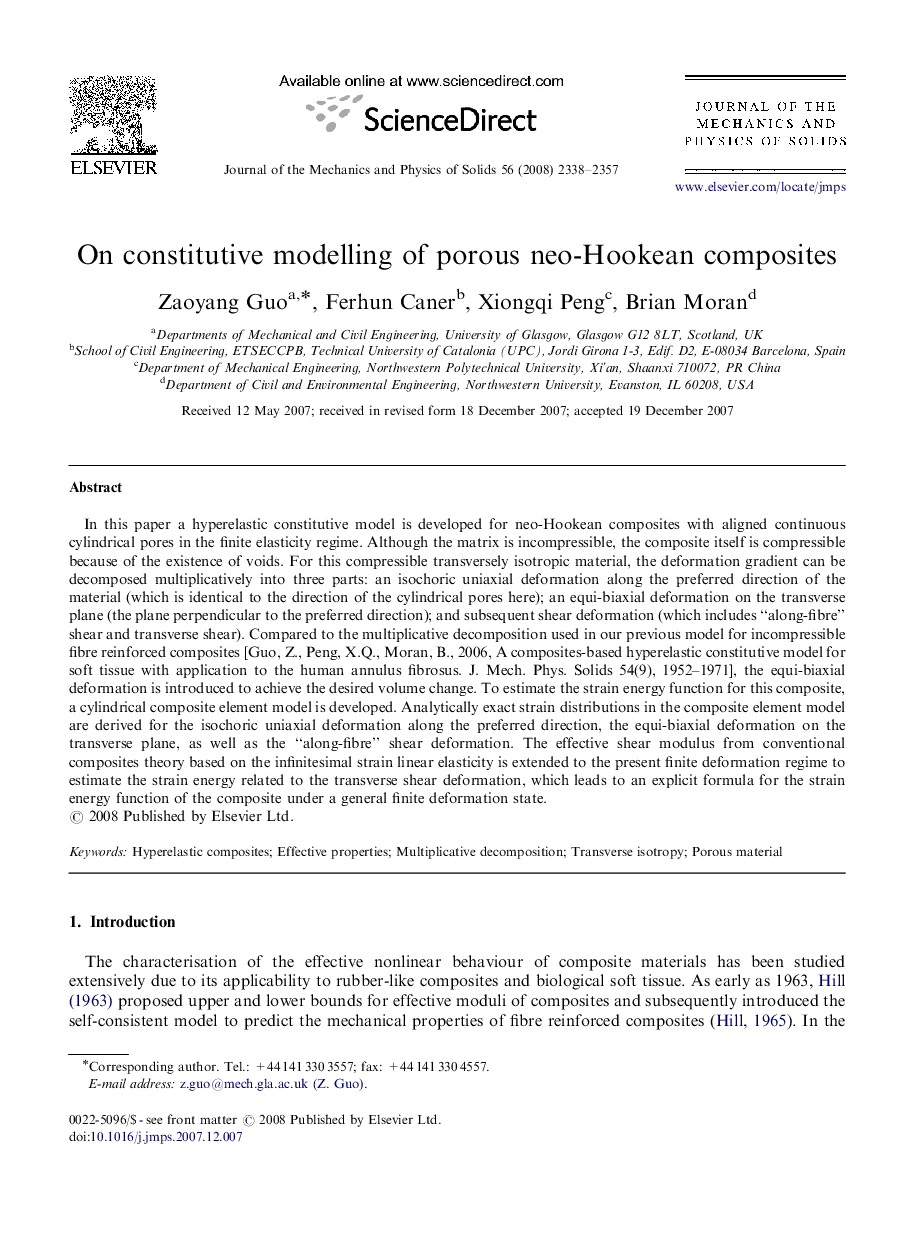 On constitutive modelling of porous neo-Hookean composites