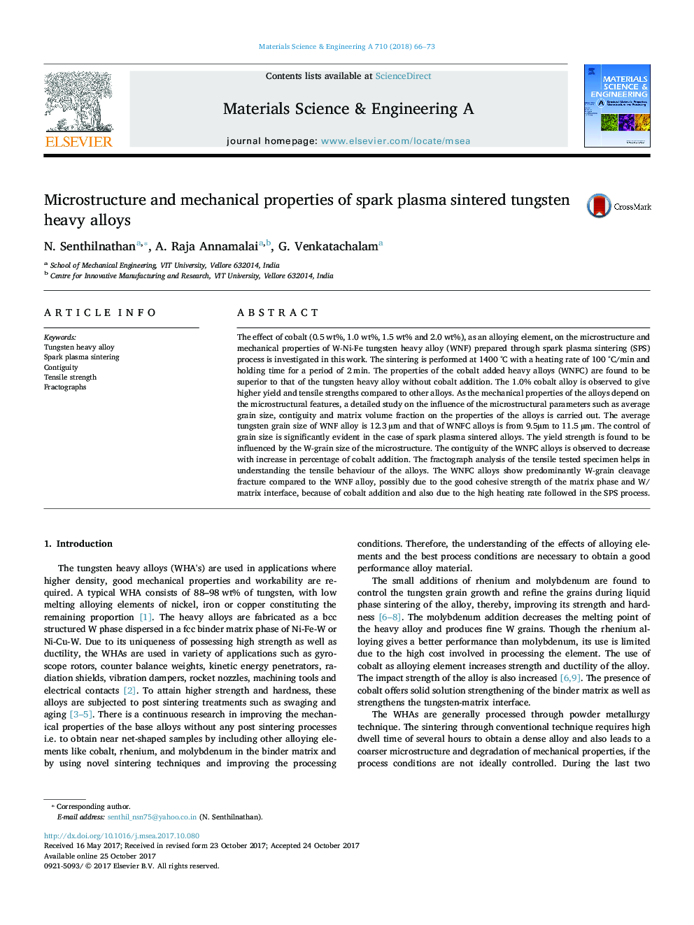 Microstructure and mechanical properties of spark plasma sintered tungsten heavy alloys