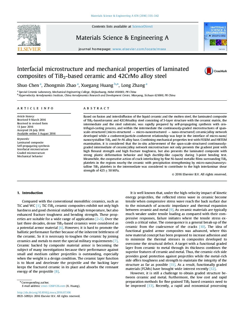 Interfacial microstructure and mechanical properties of laminated composites of TiB2-based ceramic and 42CrMo alloy steel