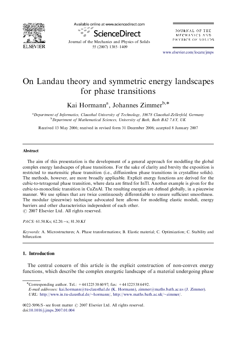 On Landau theory and symmetric energy landscapes for phase transitions