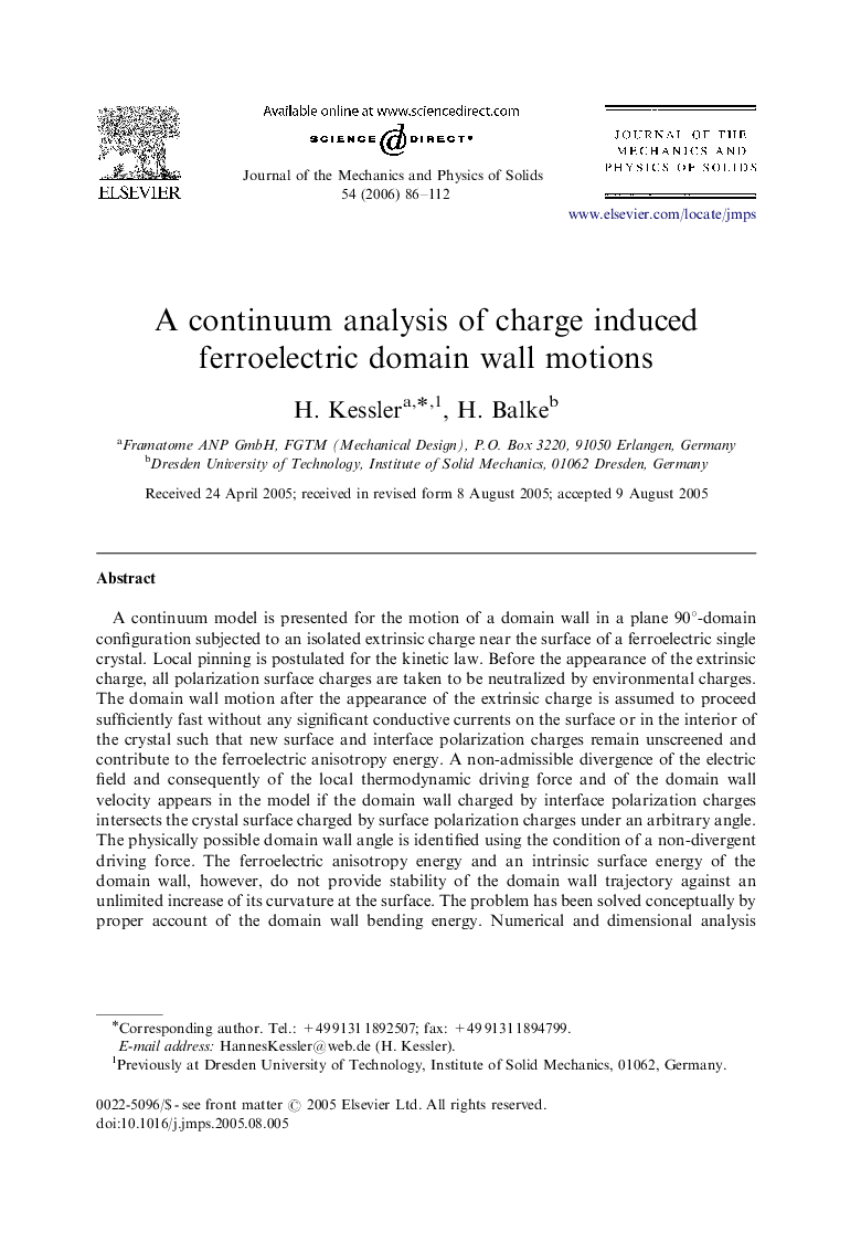 A continuum analysis of charge induced ferroelectric domain wall motions