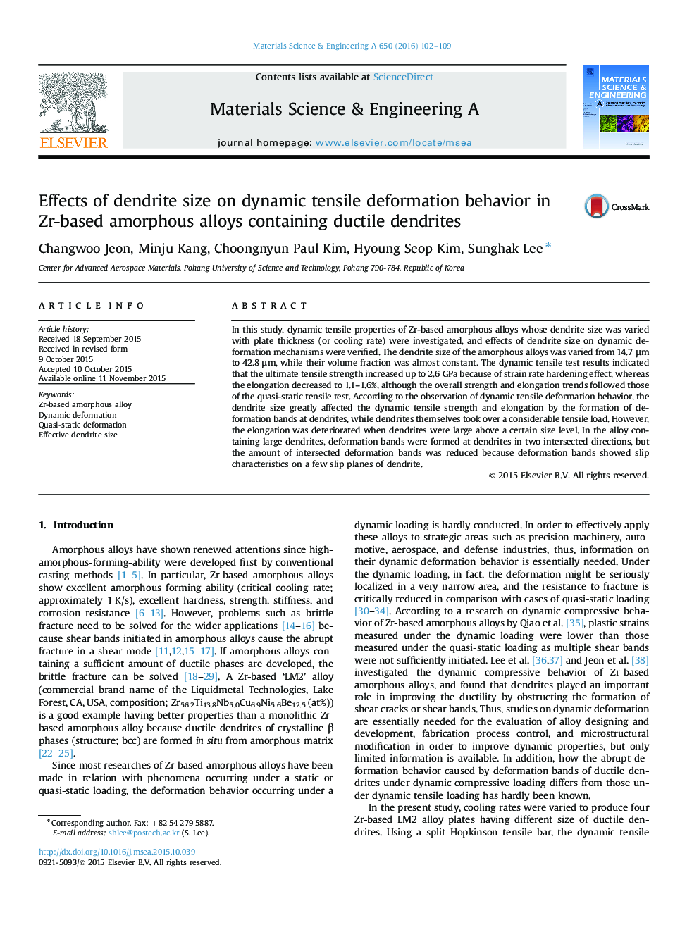 Effects of dendrite size on dynamic tensile deformation behavior in Zr-based amorphous alloys containing ductile dendrites