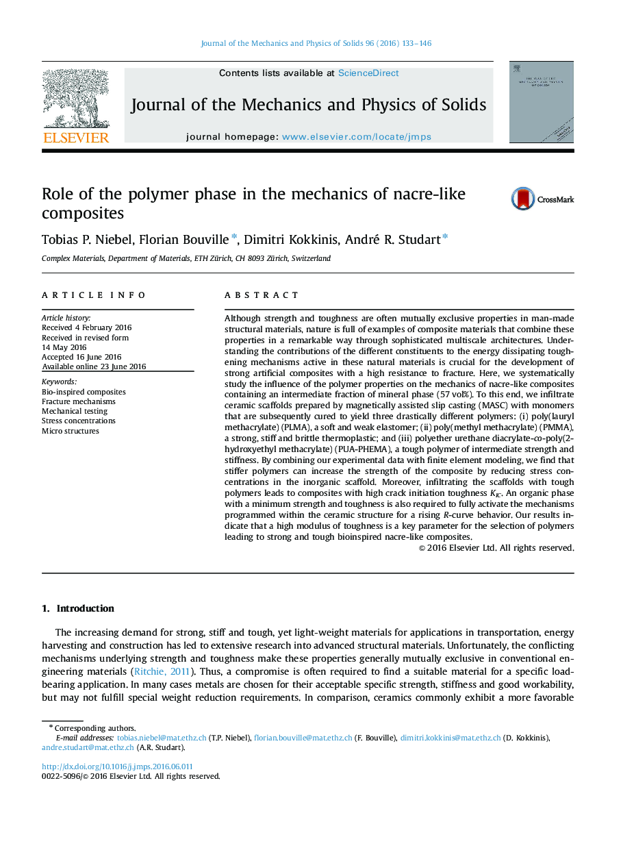 Role of the polymer phase in the mechanics of nacre-like composites