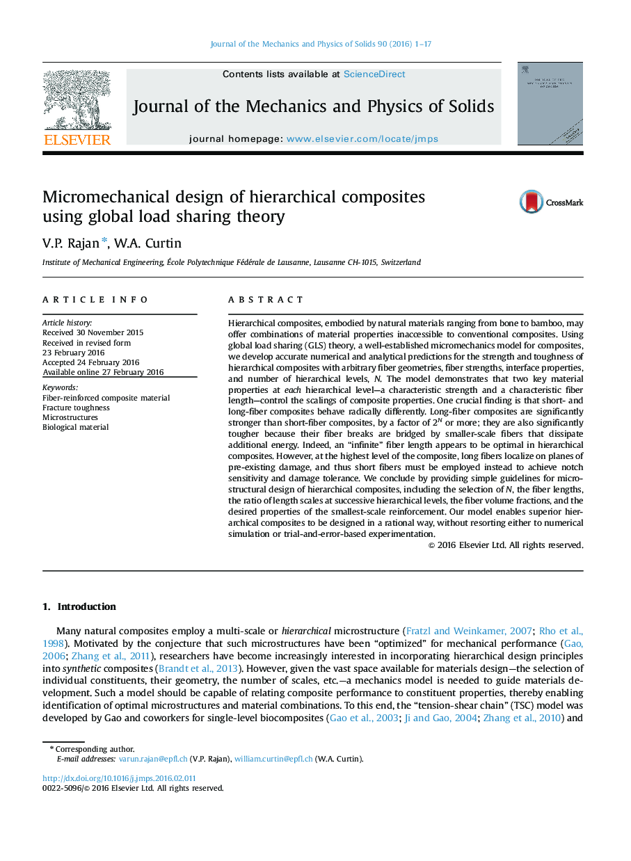 Micromechanical design of hierarchical composites using global load sharing theory