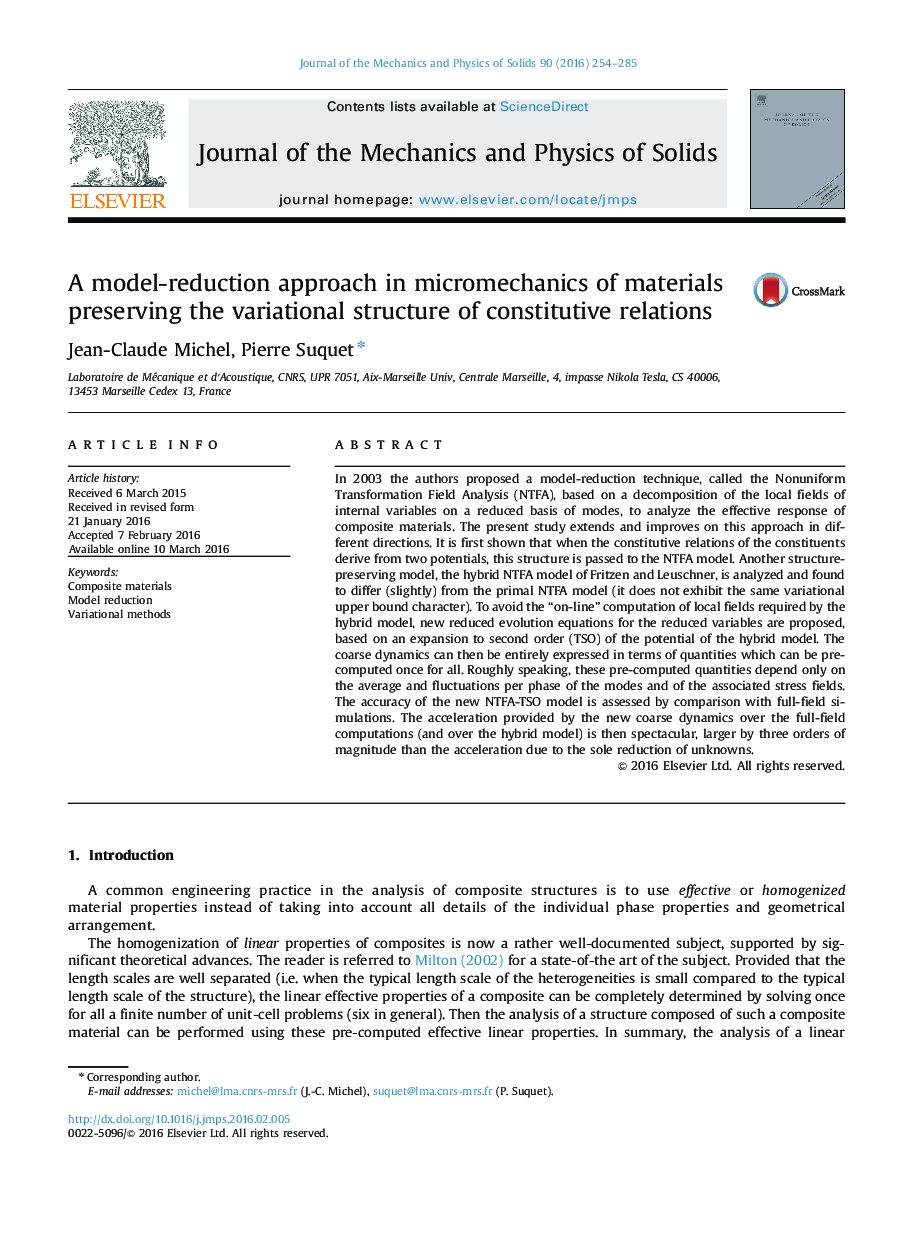 A model-reduction approach in micromechanics of materials preserving the variational structure of constitutive relations