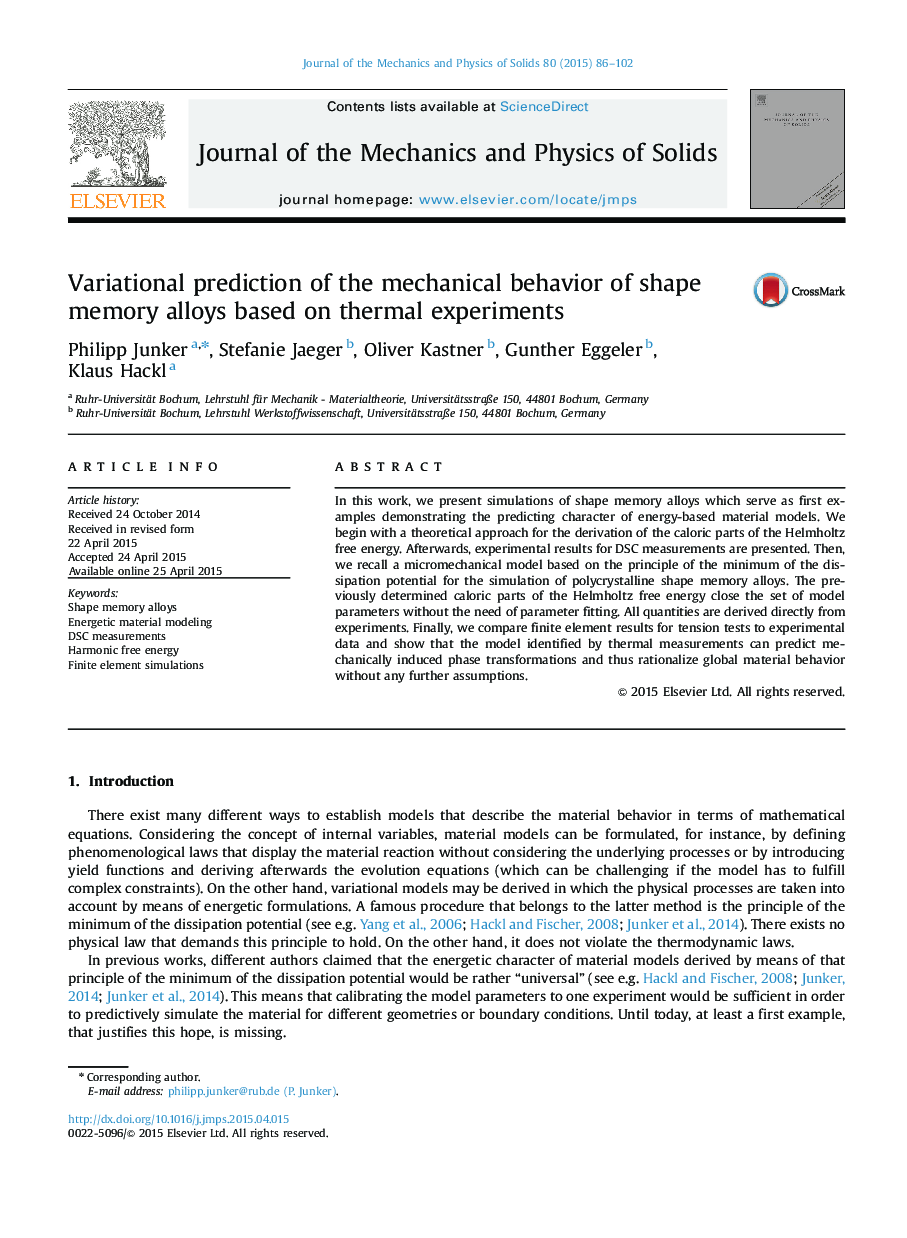 Variational prediction of the mechanical behavior of shape memory alloys based on thermal experiments