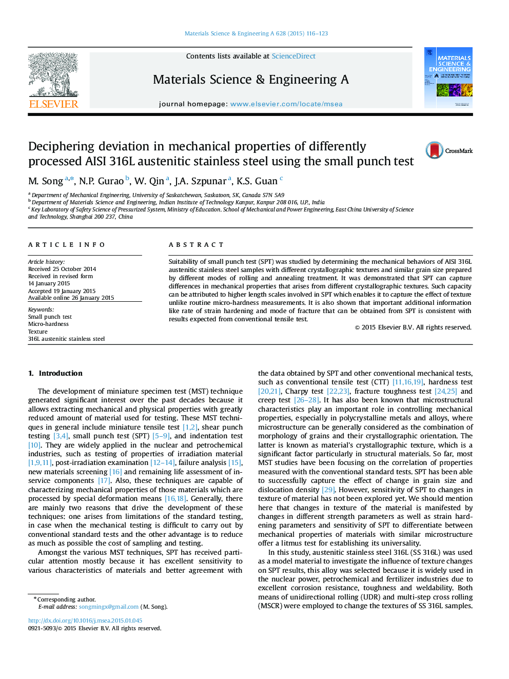 Deciphering deviation in mechanical properties of differently processed AISI 316L austenitic stainless steel using the small punch test