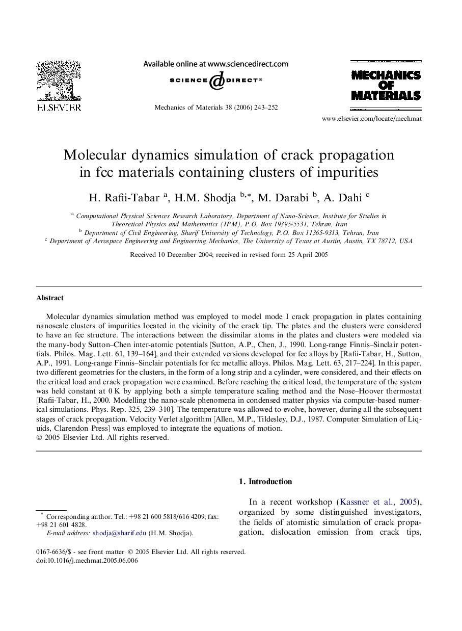 Molecular dynamics simulation of crack propagation in fcc materials containing clusters of impurities