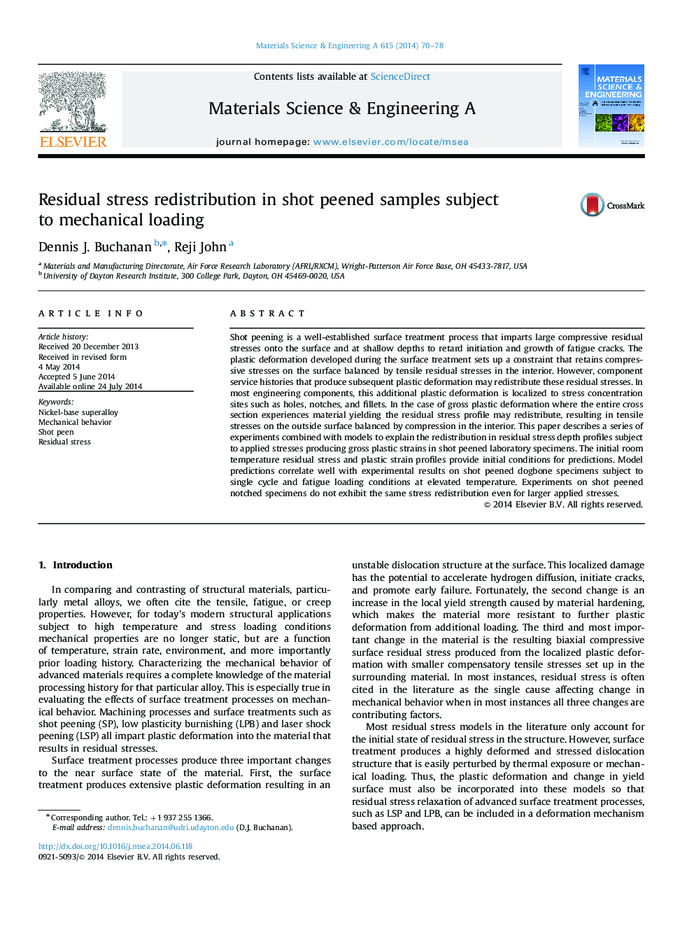 Residual stress redistribution in shot peened samples subject to mechanical loading