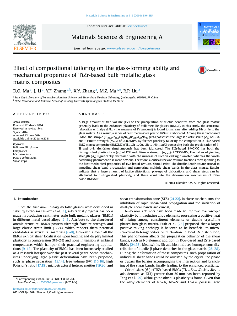 Effect of compositional tailoring on the glass-forming ability and mechanical properties of TiZr-based bulk metallic glass matrix composites