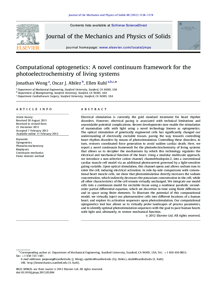 Computational optogenetics: A novel continuum framework for the photoelectrochemistry of living systems