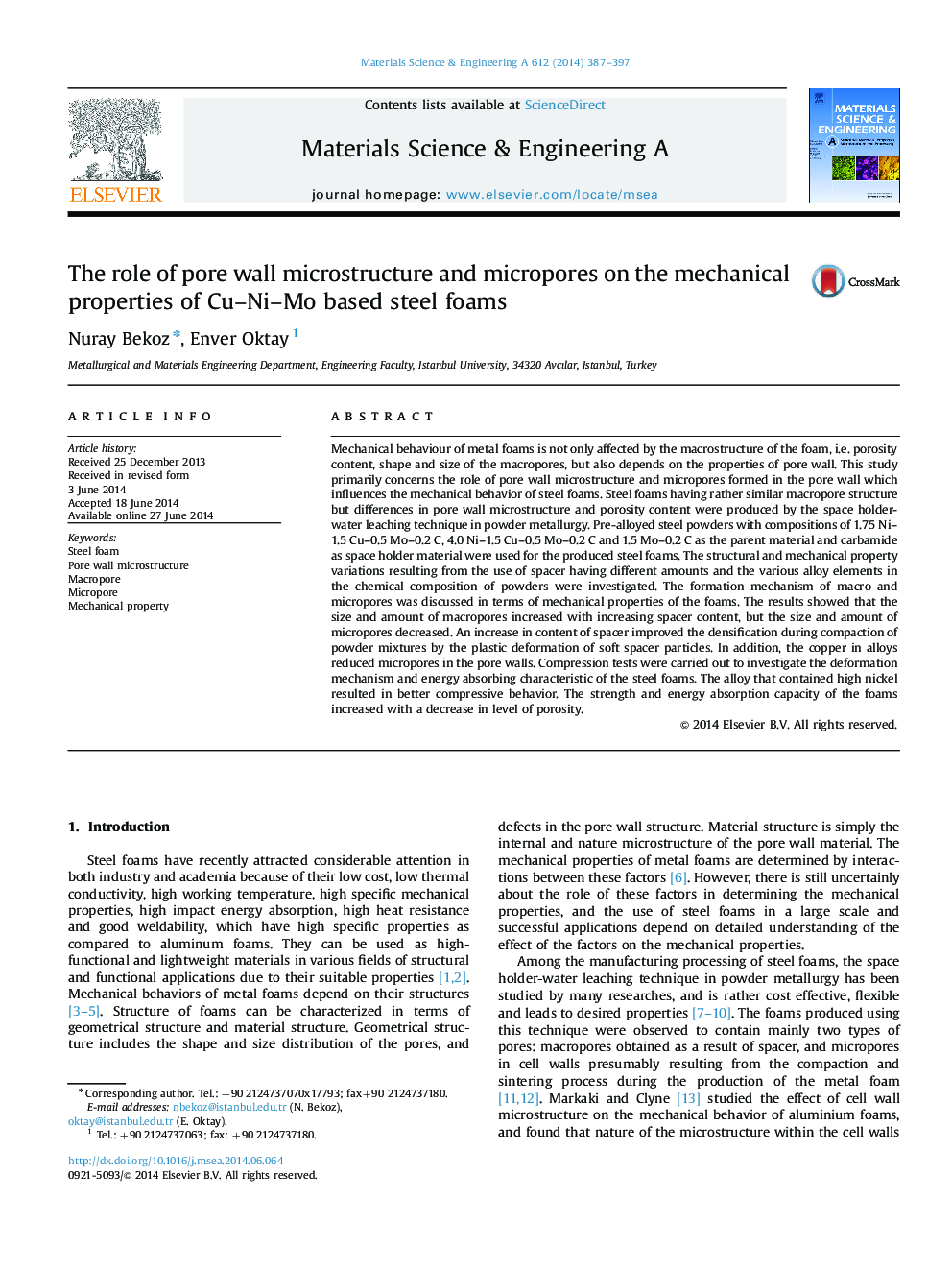 The role of pore wall microstructure and micropores on the mechanical properties of Cu-Ni-Mo based steel foams