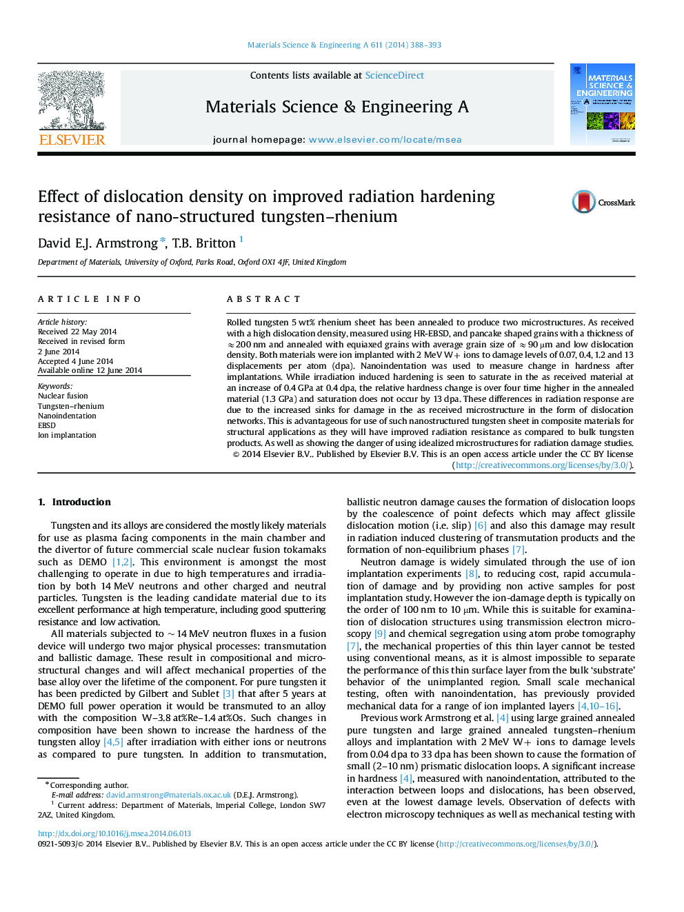 Effect of dislocation density on improved radiation hardening resistance of nano-structured tungsten-rhenium