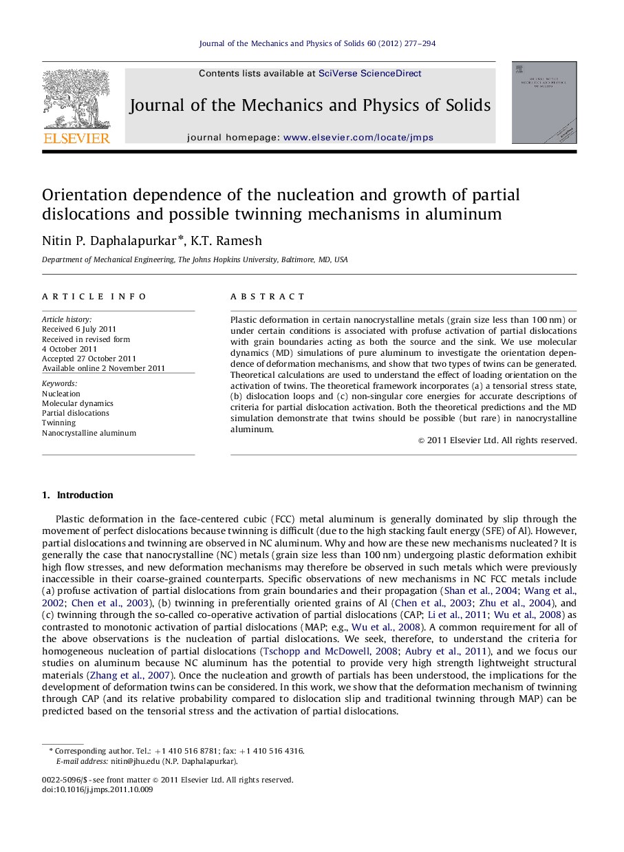 Orientation dependence of the nucleation and growth of partial dislocations and possible twinning mechanisms in aluminum