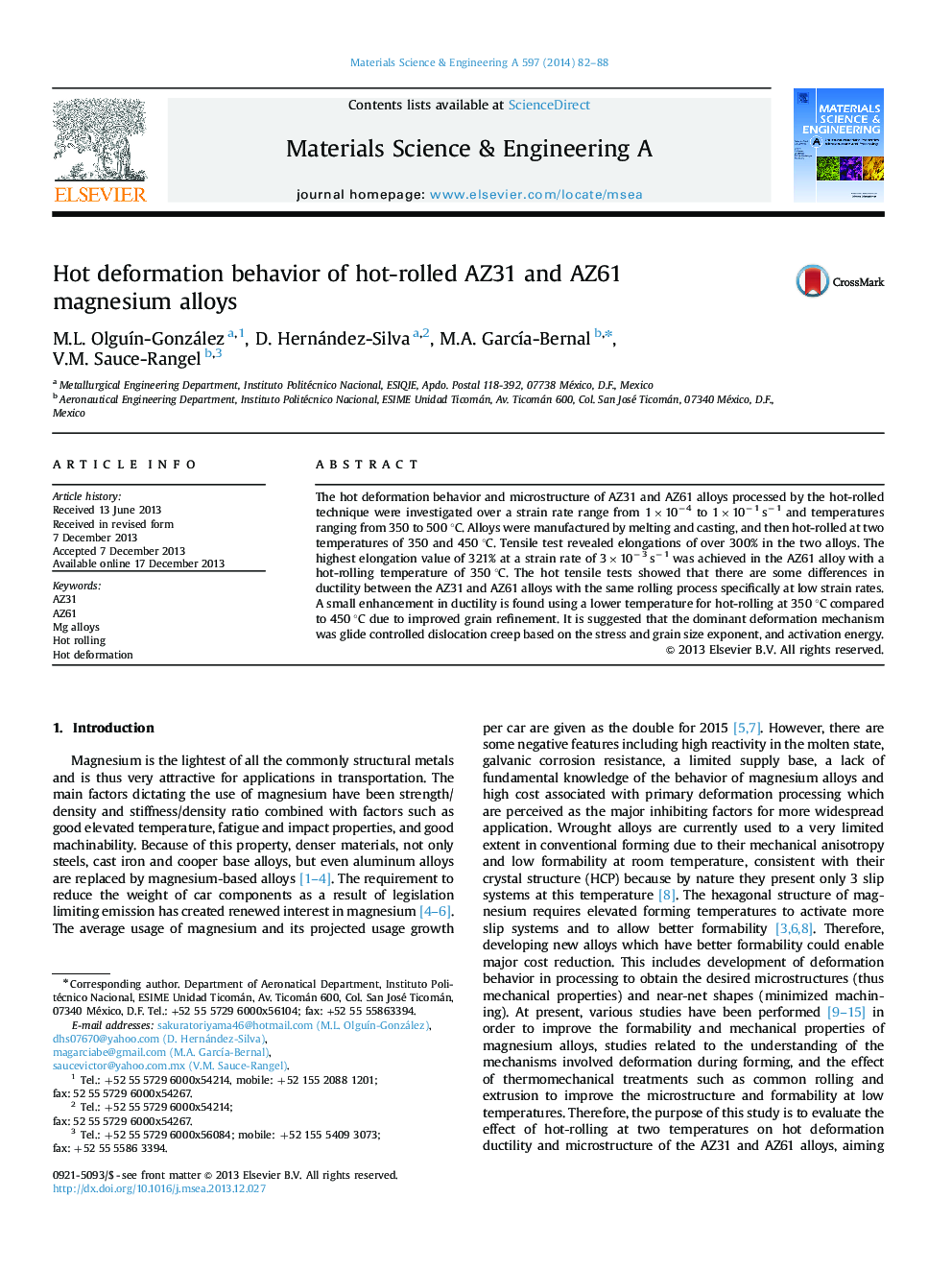 Hot deformation behavior of hot-rolled AZ31 and AZ61 magnesium alloys