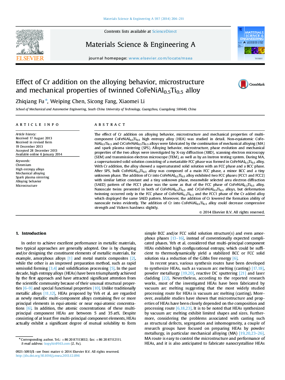 Effect of Cr addition on the alloying behavior, microstructure and mechanical properties of twinned CoFeNiAl0.5Ti0.5 alloy