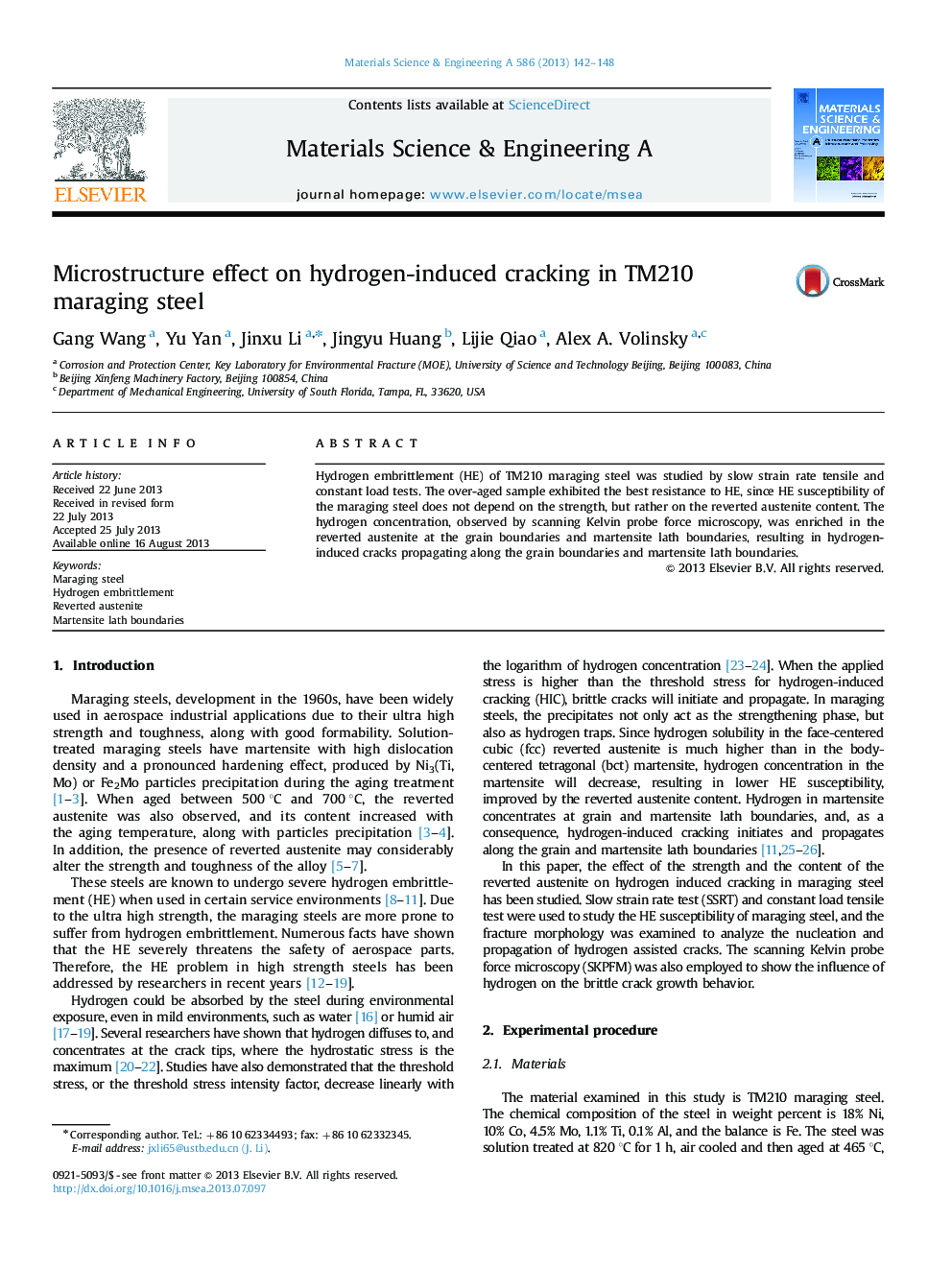 Microstructure effect on hydrogen-induced cracking in TM210 maraging steel