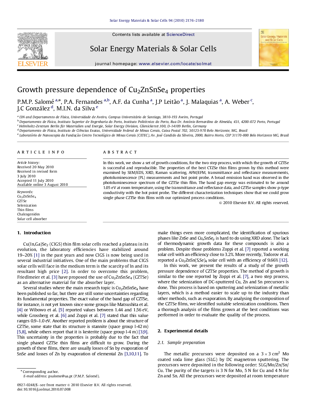 Growth pressure dependence of Cu2ZnSnSe4 properties