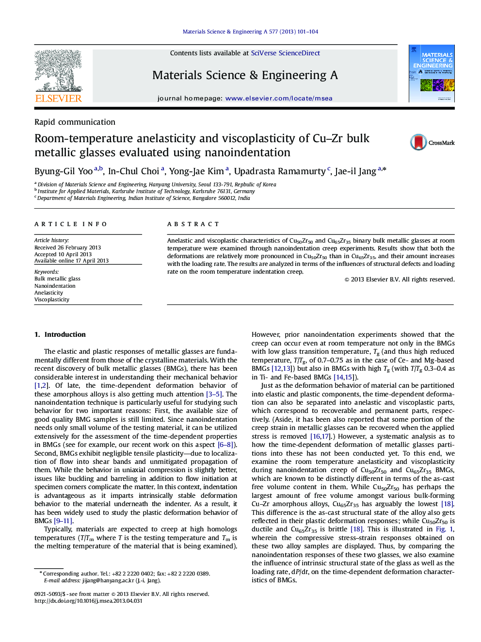 Room-temperature anelasticity and viscoplasticity of Cu-Zr bulk metallic glasses evaluated using nanoindentation