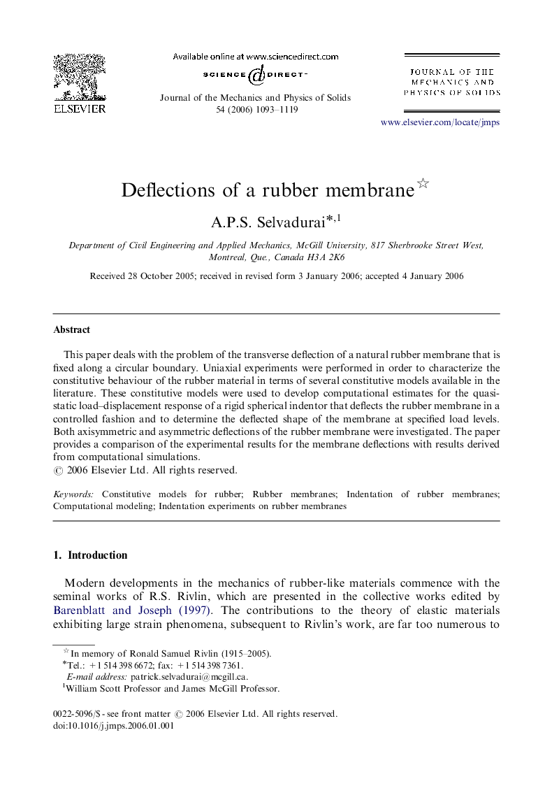 Deflections of a rubber membrane 