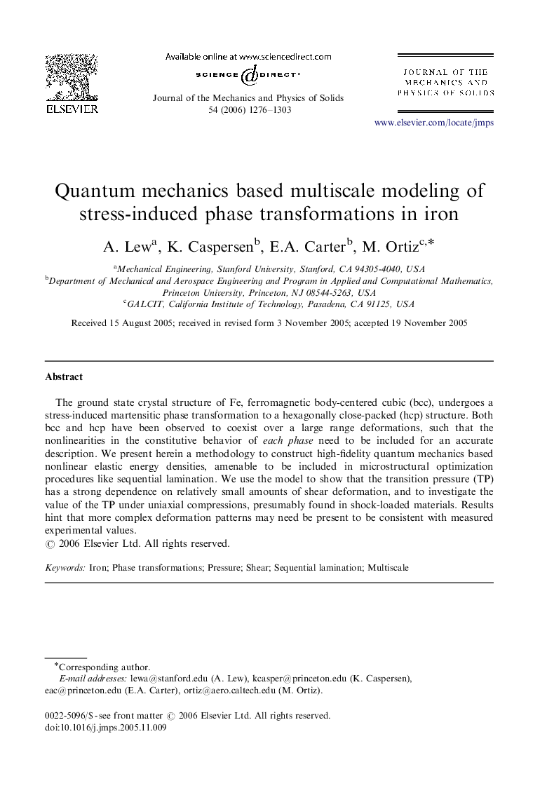 Quantum mechanics based multiscale modeling of stress-induced phase transformations in iron