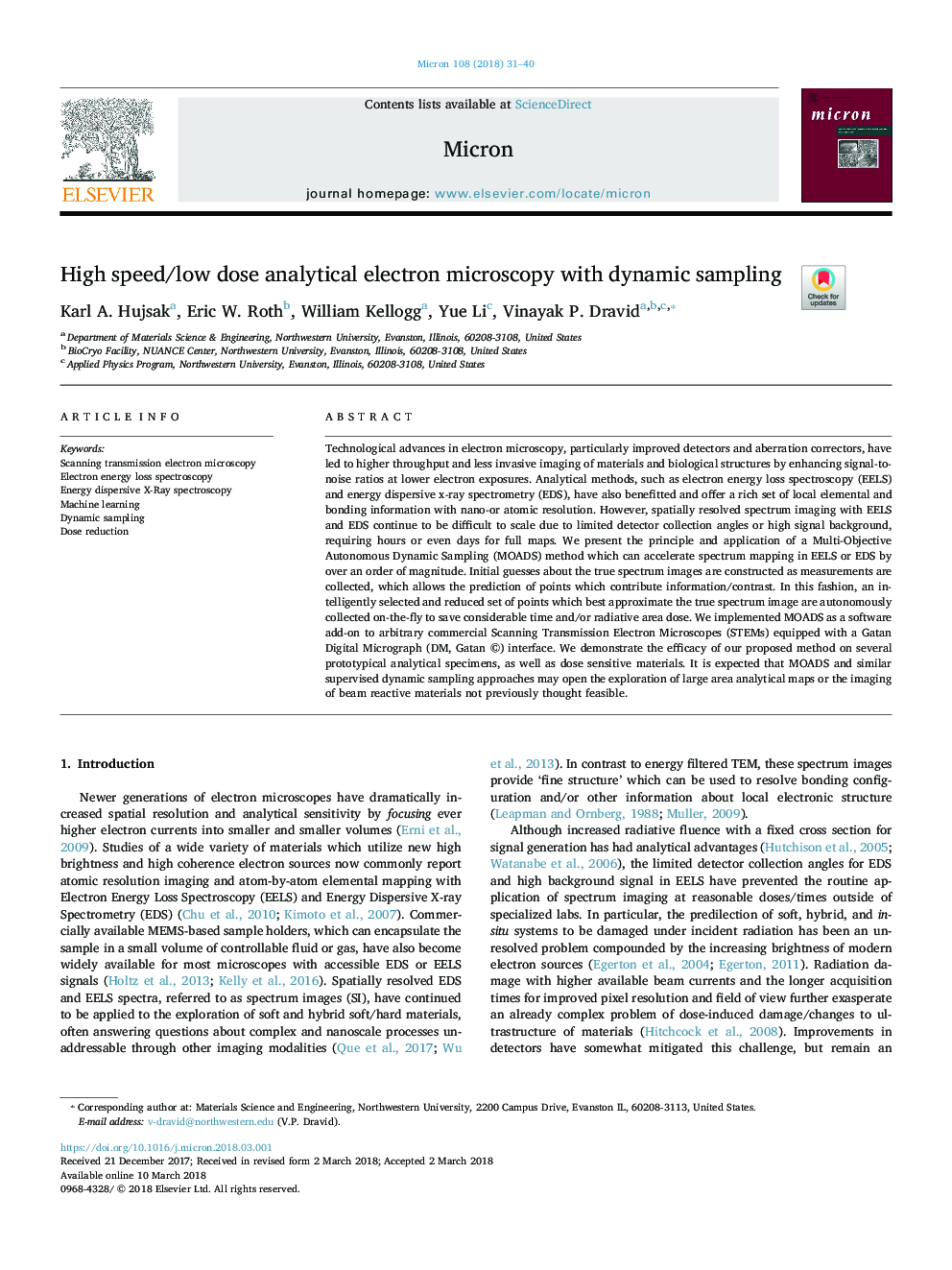 High speed/low dose analytical electron microscopy with dynamic sampling