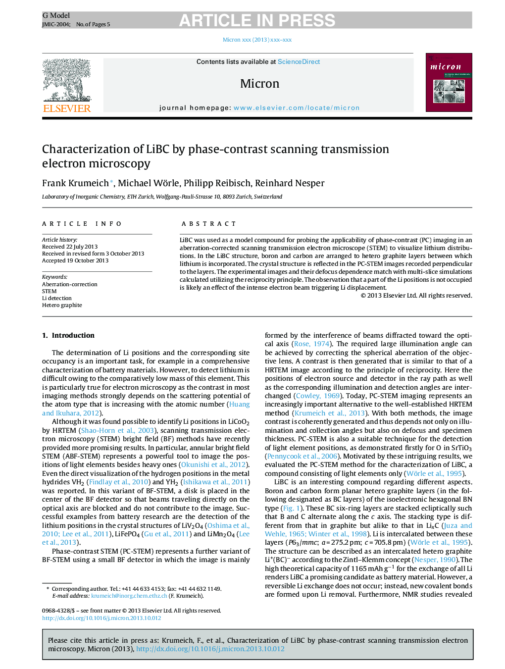 Characterization of LiBC by phase-contrast scanning transmission electron microscopy