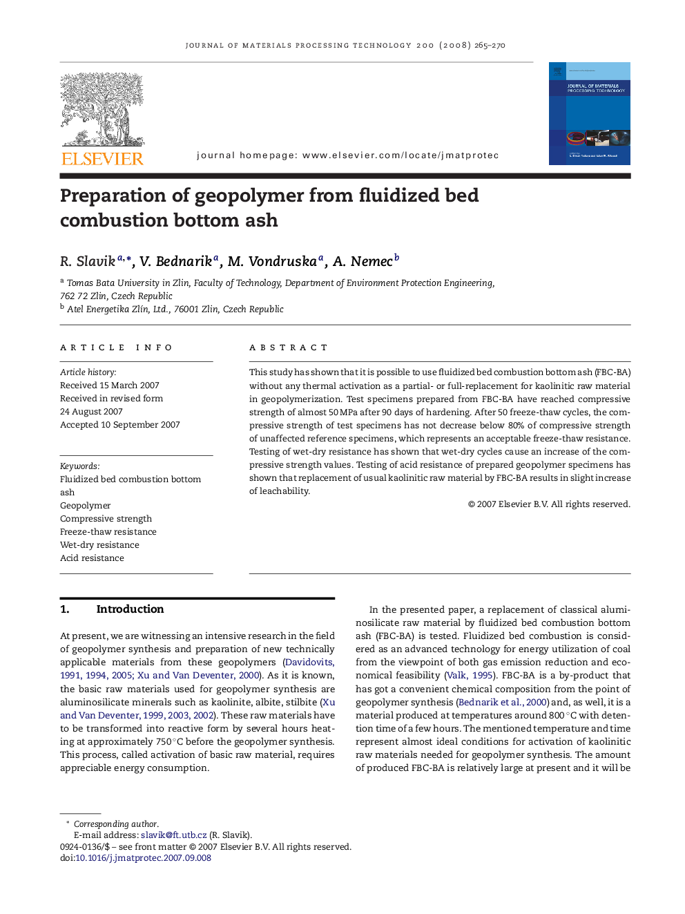 Preparation of geopolymer from fluidized bed combustion bottom ash