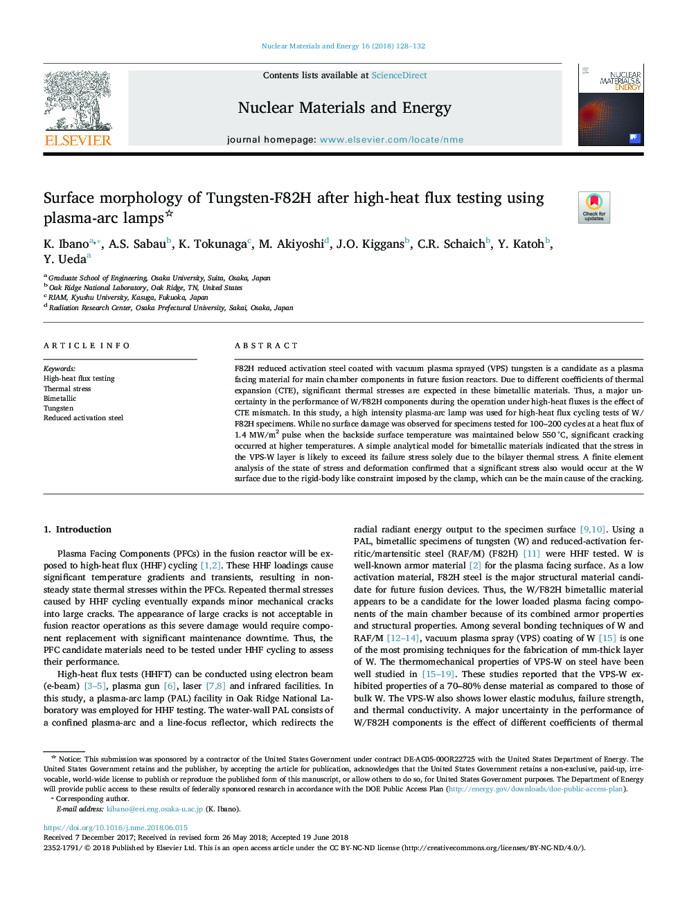 Surface morphology of Tungsten-F82H after high-heat flux testing using plasma-arc lamps