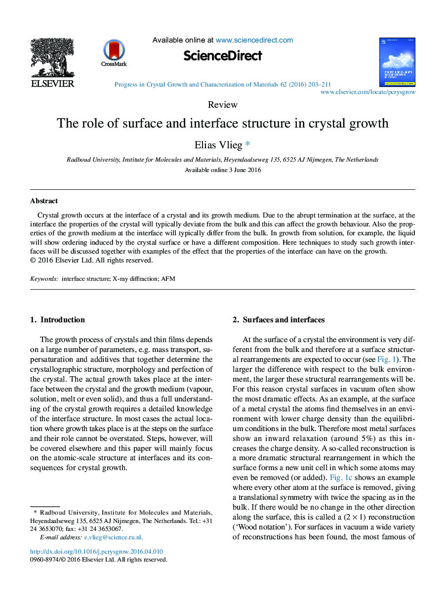 The role of surface and interface structure in crystal growth