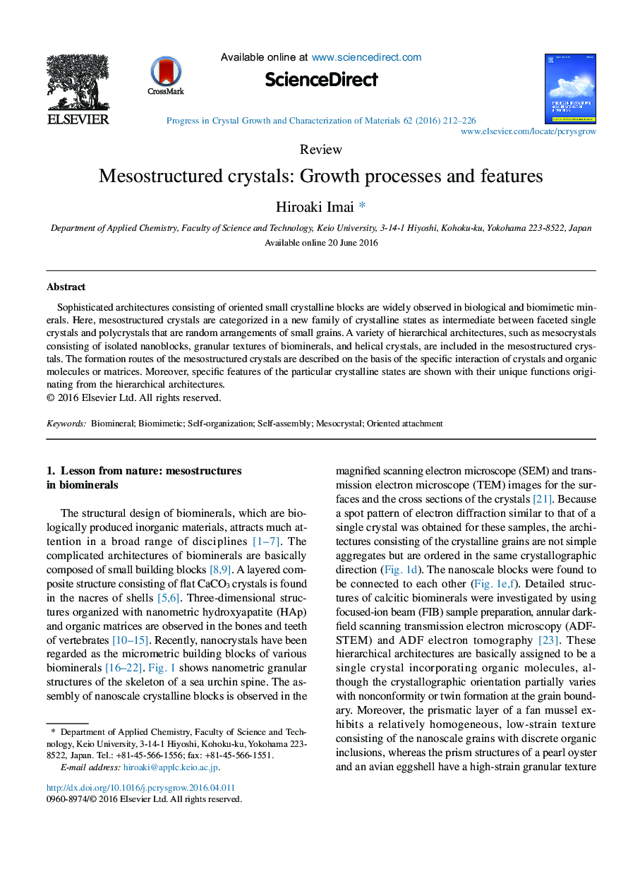 Mesostructured crystals: Growth processes and features