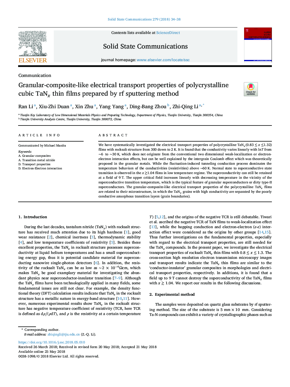 Granular-composite-like electrical transport properties of polycrystalline cubic TaNx thin films prepared by rf sputtering method