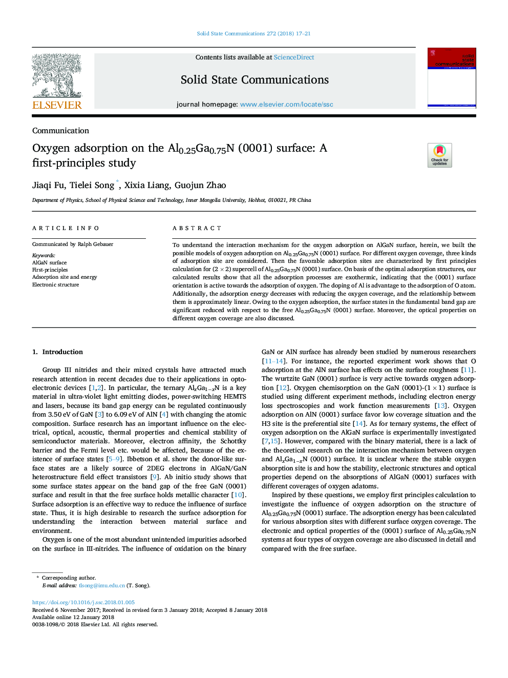 Oxygen adsorption on the Al0.25Ga0.75N (0001) surface: A first-principles study