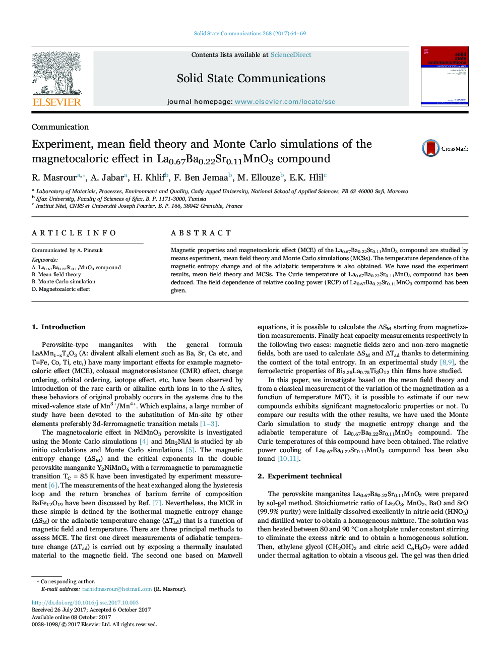 Experiment, mean field theory and Monte Carlo simulations of the magnetocaloric effect in La0.67Ba0.22Sr0.11MnO3 compound