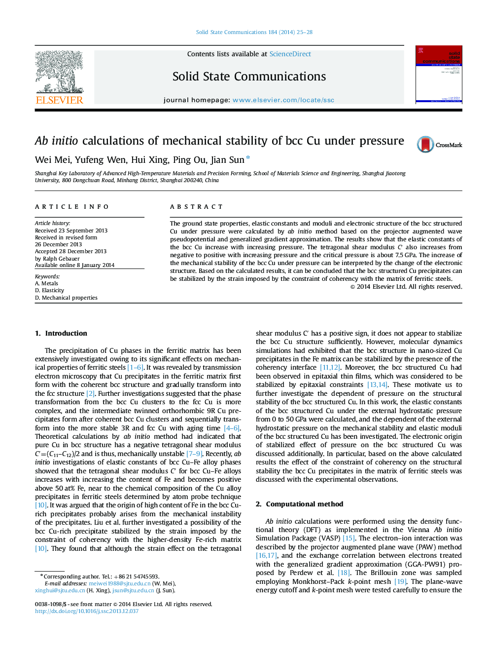 Ab initio calculations of mechanical stability of bcc Cu under pressure