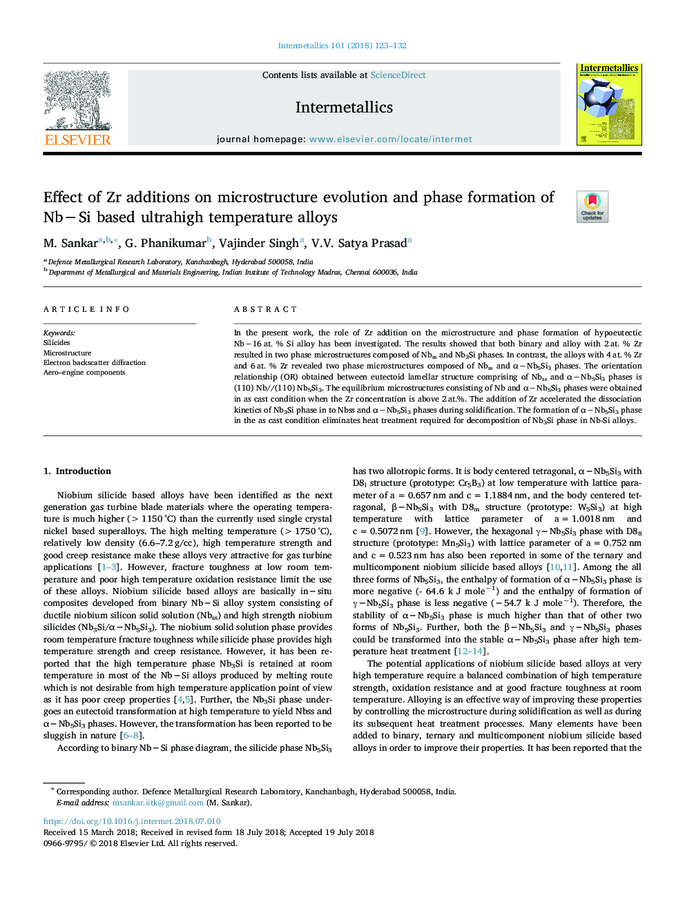 Effect of Zr additions on microstructure evolution and phase formation of NbâSi based ultrahigh temperature alloys