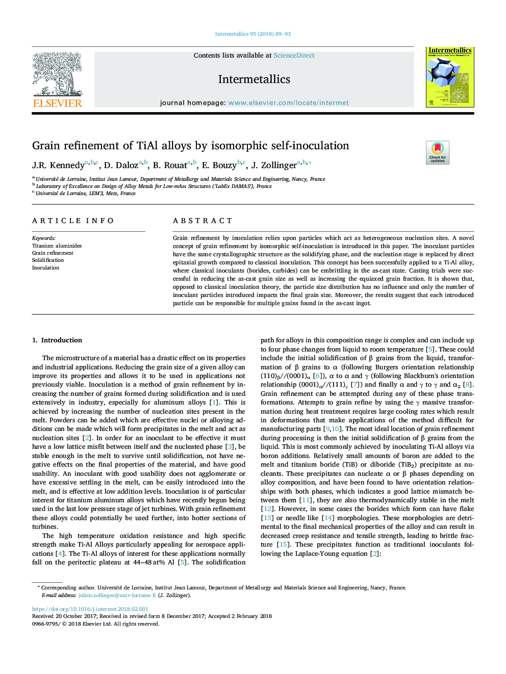 Grain refinement of TiAl alloys by isomorphic self-inoculation