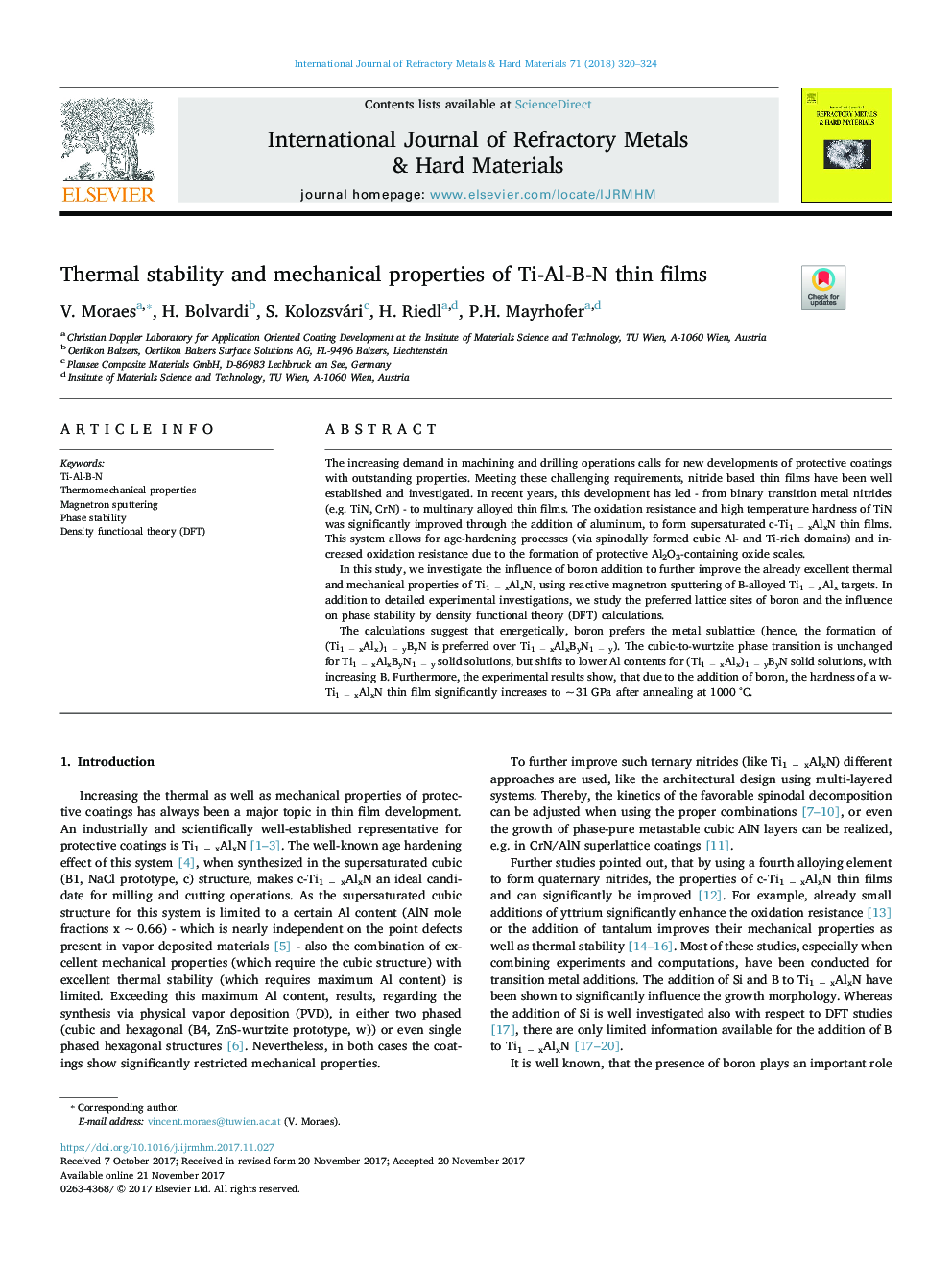 Thermal stability and mechanical properties of Ti-Al-B-N thin films