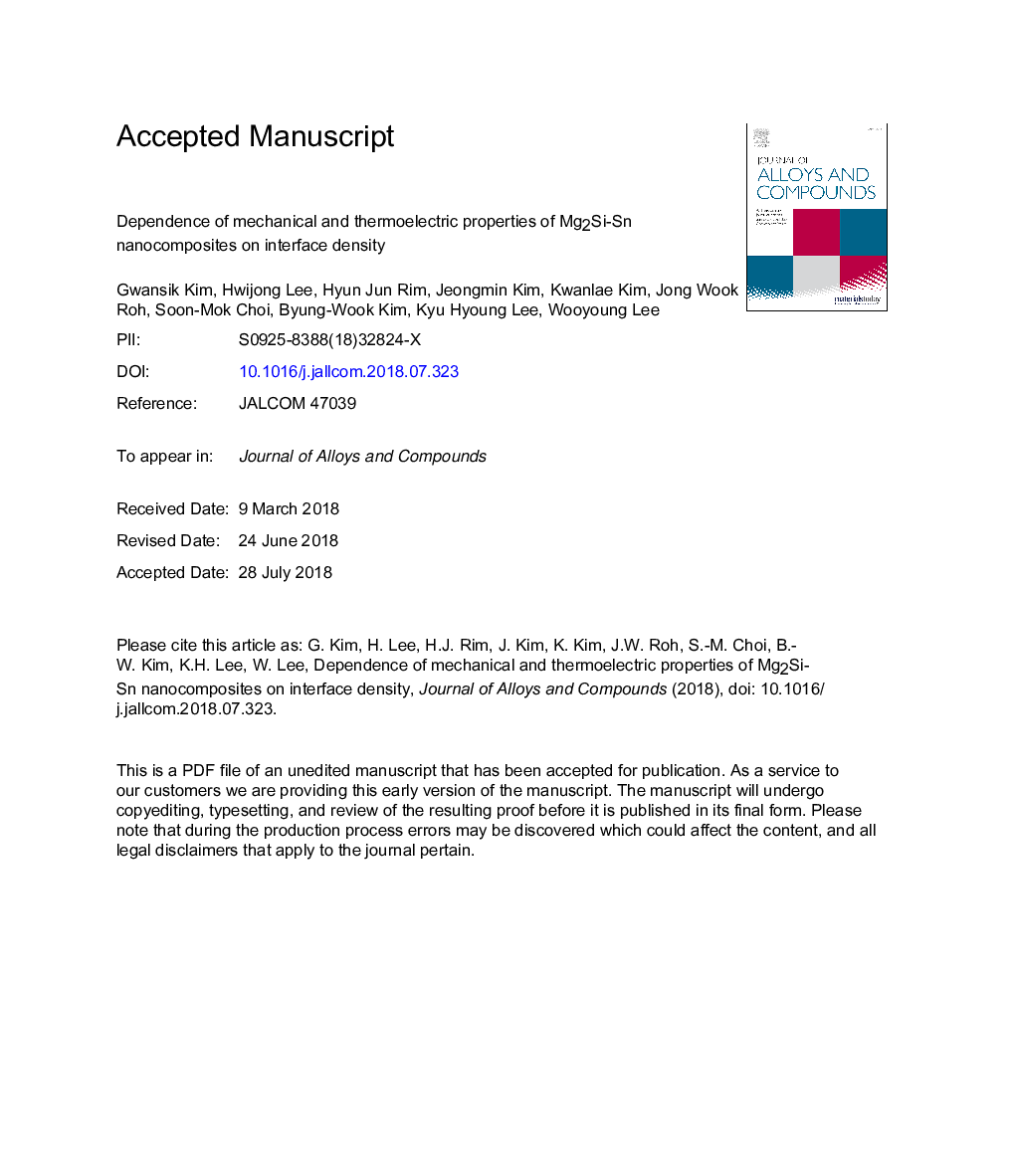 Dependence of mechanical and thermoelectric properties of Mg2Si-Sn nanocomposites on interface density