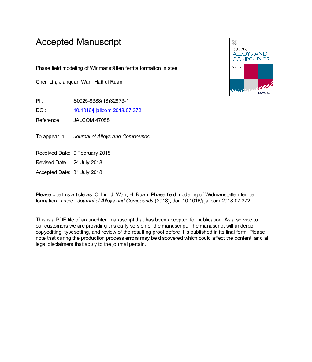 Phase field modeling of Widmanstätten ferrite formation in steel