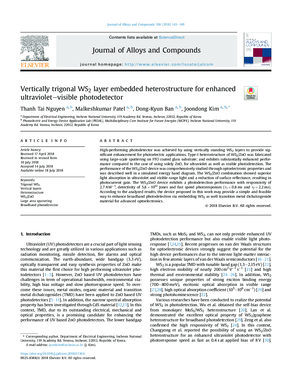 Vertically trigonal WS2 layer embedded heterostructure for enhanced ultraviolet-visible photodetector